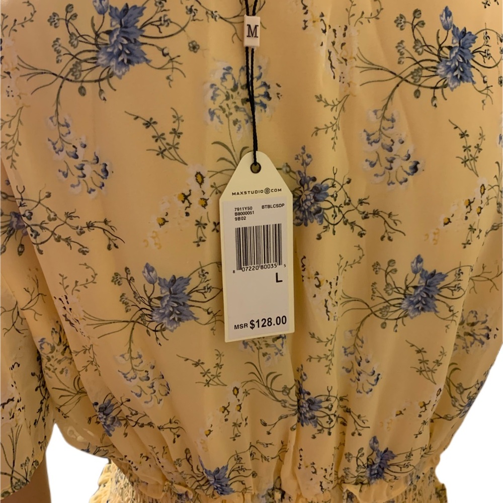 Yellow Floral Ruffle Midi Dress Size Large - Picture 7 of 7